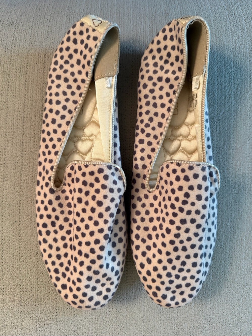 LC Lauren Conrad Pink and Black Spotted Slip-On Flats